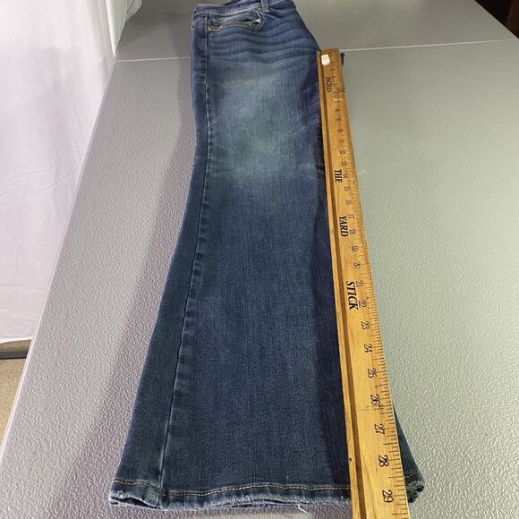 AMERICAN EAGLE Kick Boot Jeans Super Stretch Flare Low Embroidered Womens 8 Blue - Picture 9 of 11